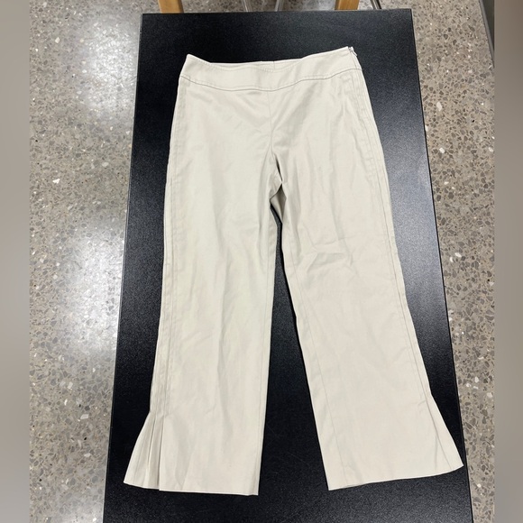 Akris Punto Khaki PinTuck Side Panel Cropped Pants Sz 6 - Picture 2 of 9